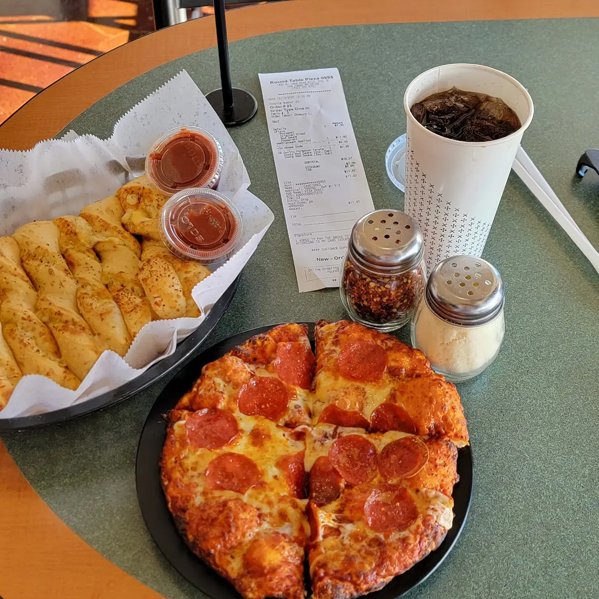 Personal Pepperoni Pizza and Bread Sticks