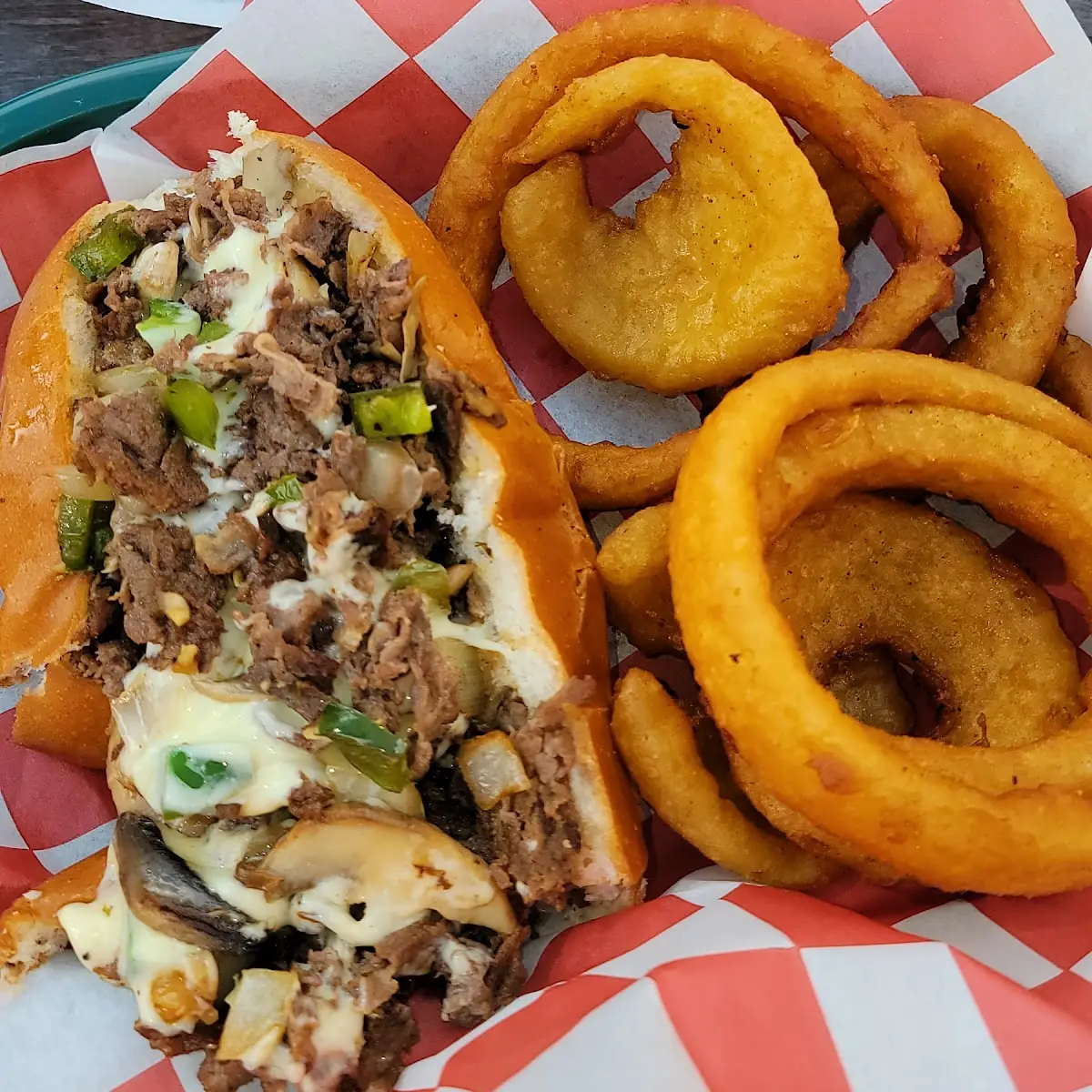 Steak Bomb w Onion Rings