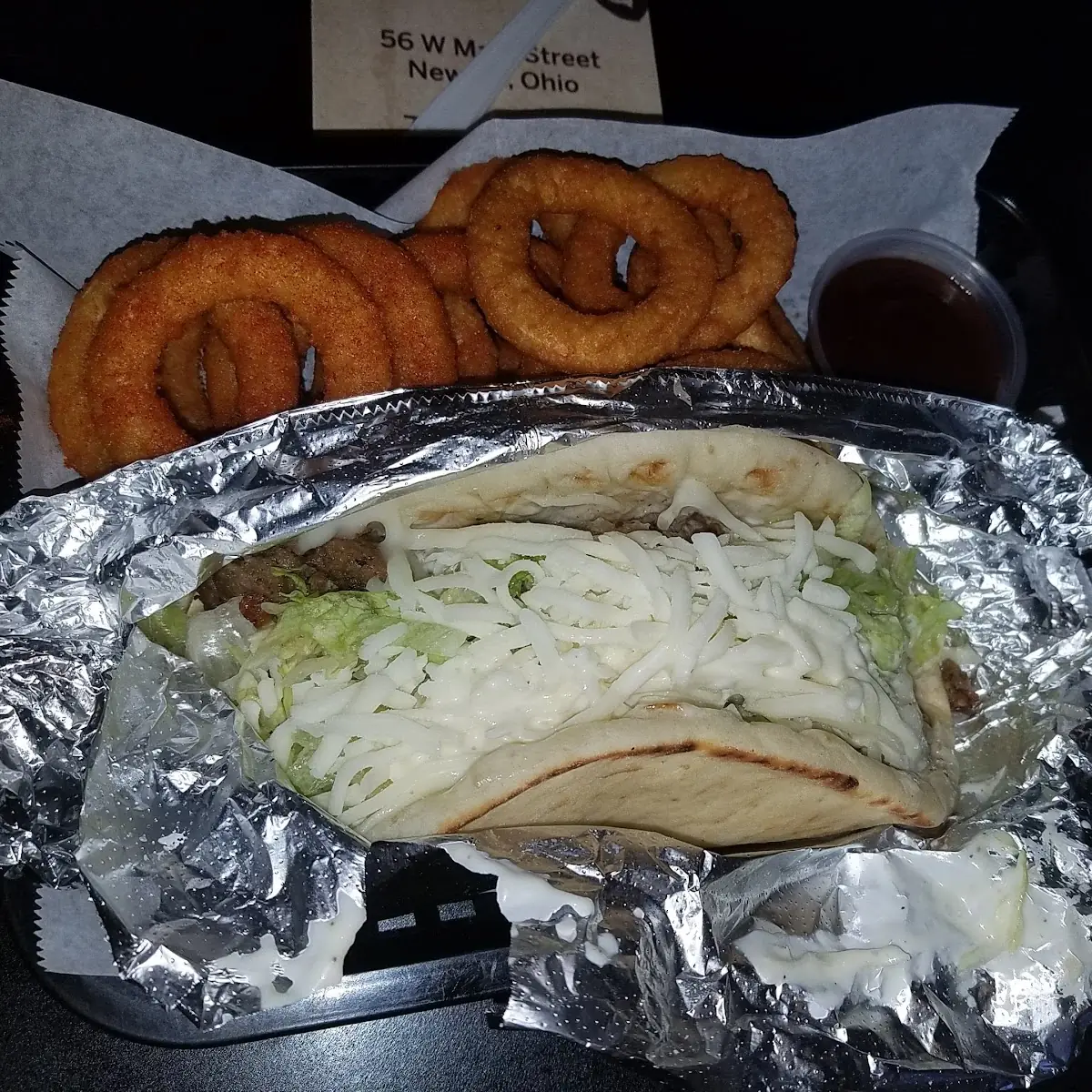 Small Beef Gyro with Onion Rings