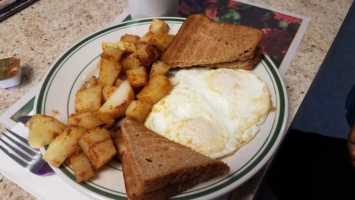 Two Eggs Potatos and Whole Wheat Toast