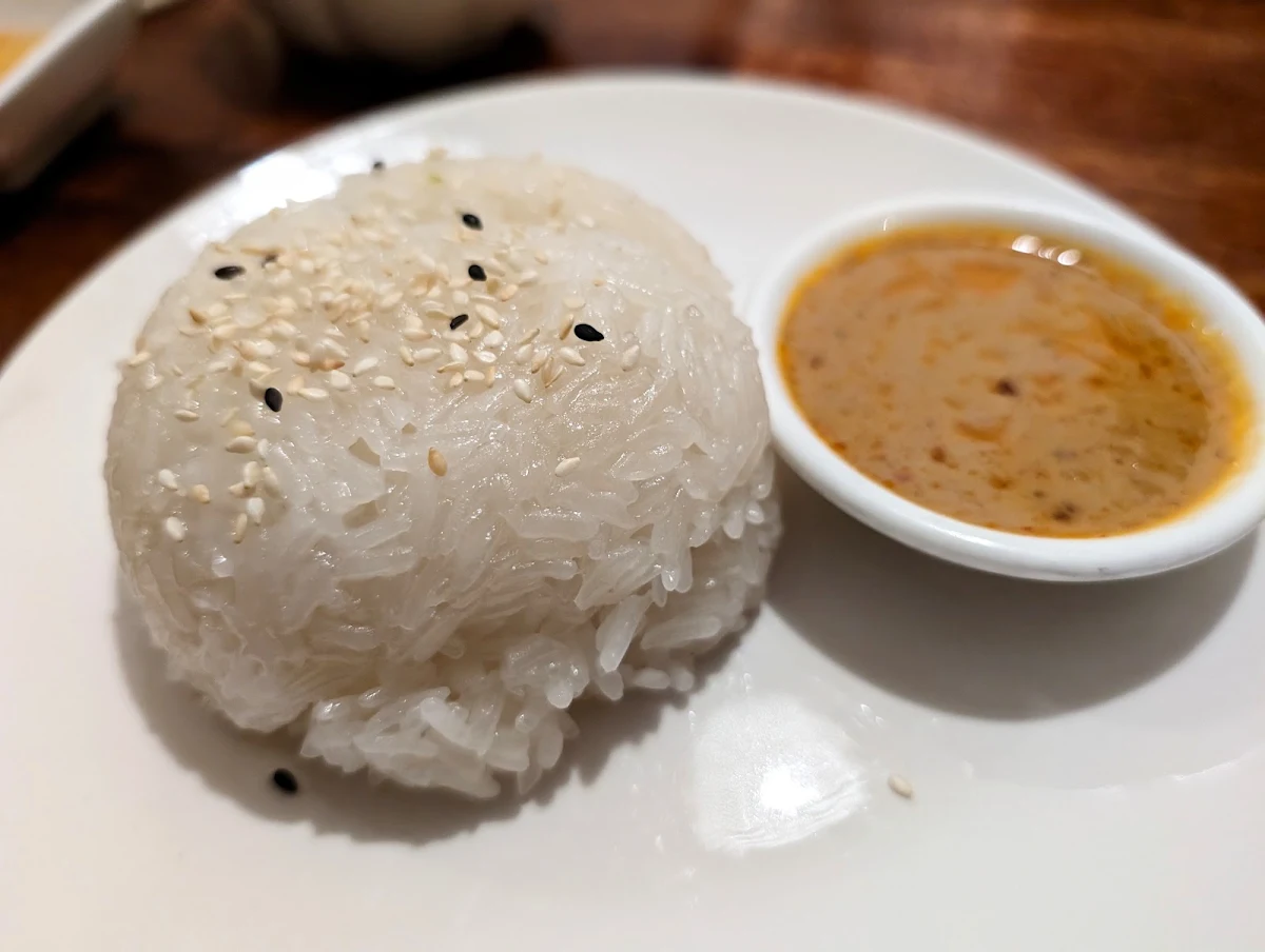Sticky Rice with Peanut Sauce