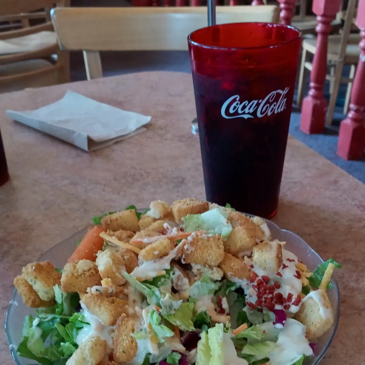 Salad Bar Salad and Soda