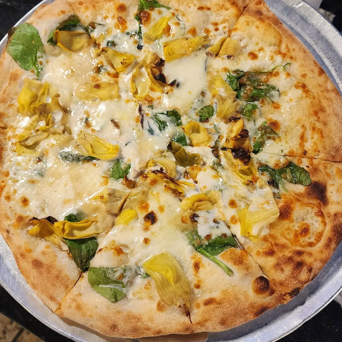 Spinach Artichoke White Pizza