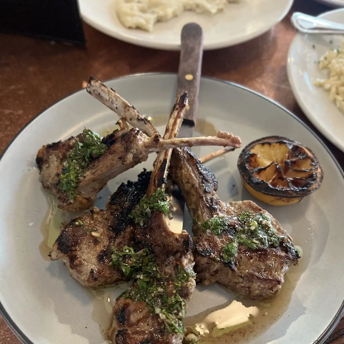 Grilled Lamb Chops and Shrimp Pasta