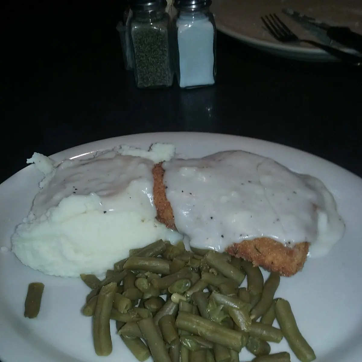 Mashed Potatoes Green Beans and Gravy