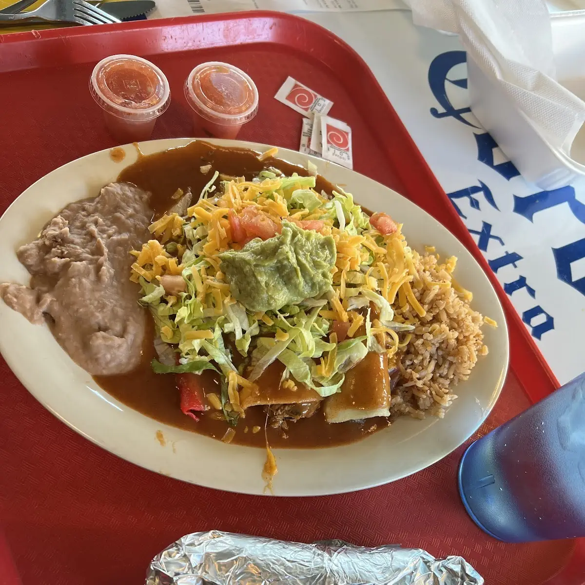 3 Enchilada Rice and Beans Sampler Plate