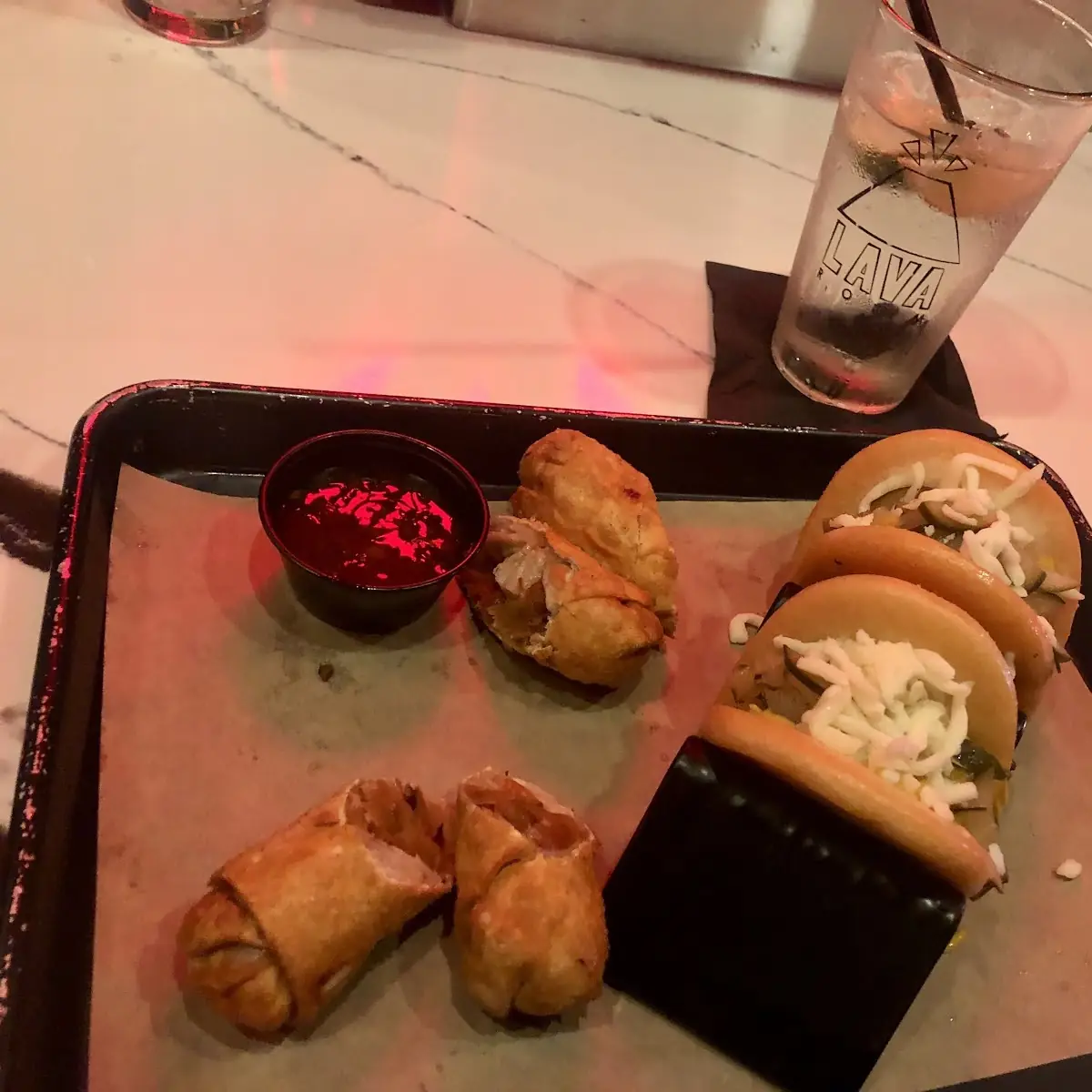 Bao Bun and Egg Rolls
