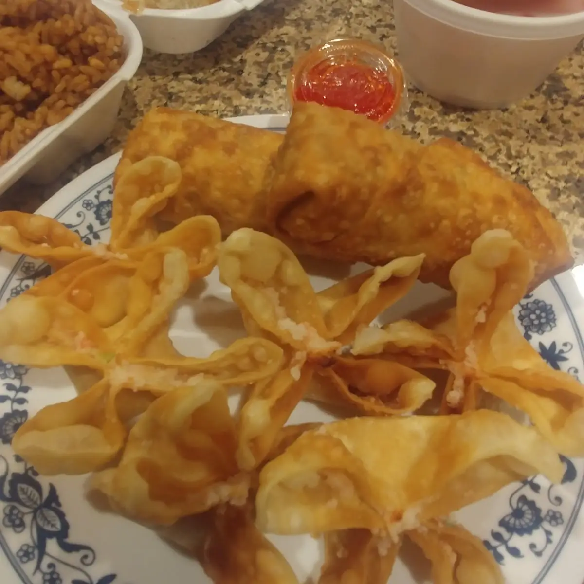 Crab Rangoon and Egg Rolls