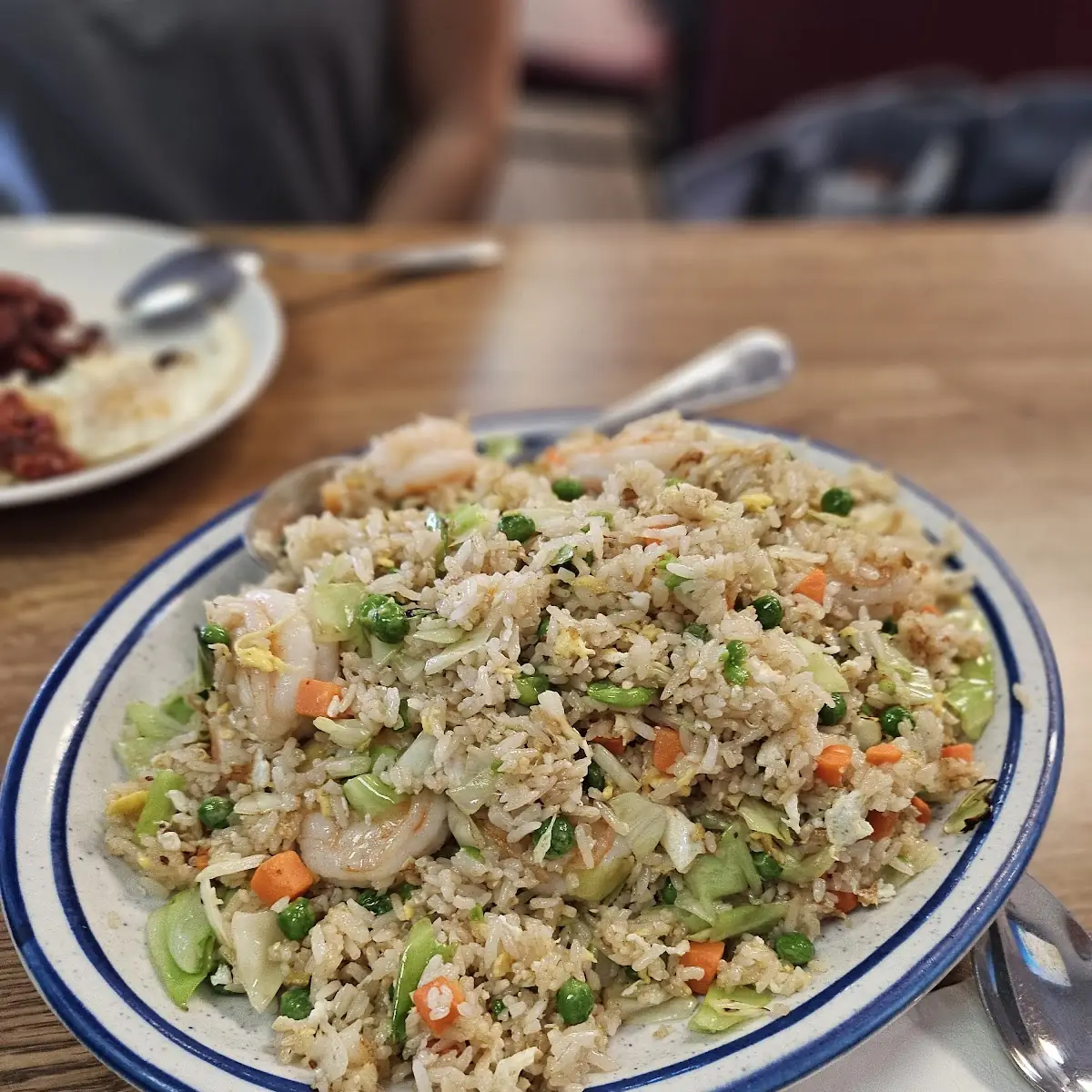 Shrimp Fried Rice with Sauteed Shrimp Vegetables and Eggs