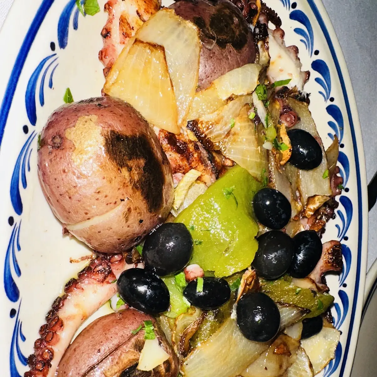 Grilled Salty Cod Fish Lagareiro