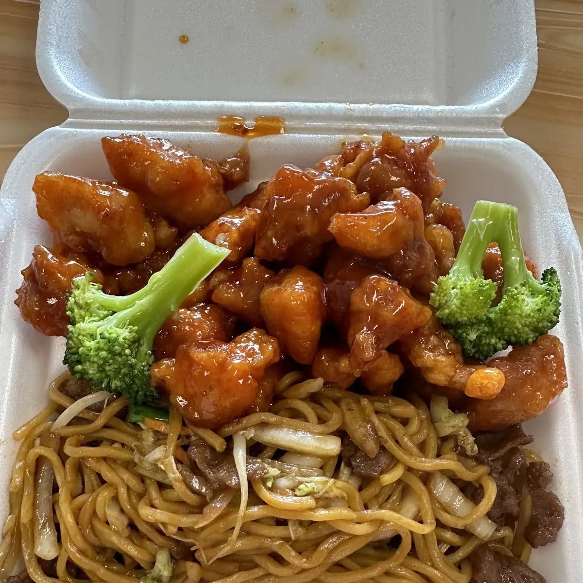 General TSO Chicken with Beef Lo Mein