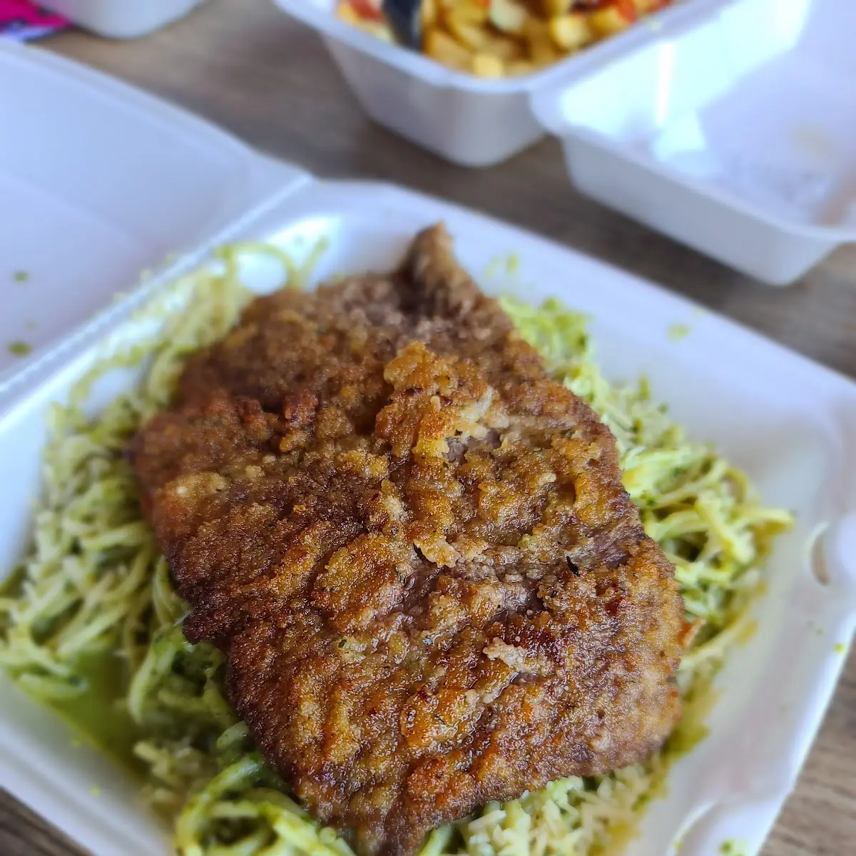 Pesto Pasta with Breaded Chicken