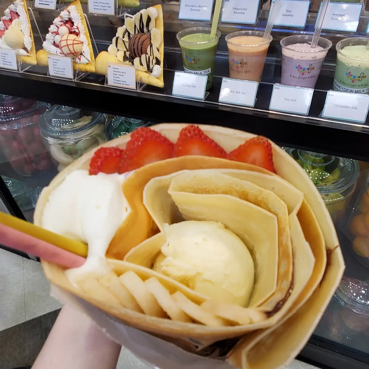 Matcha Ice Cream Crepe with Fruit