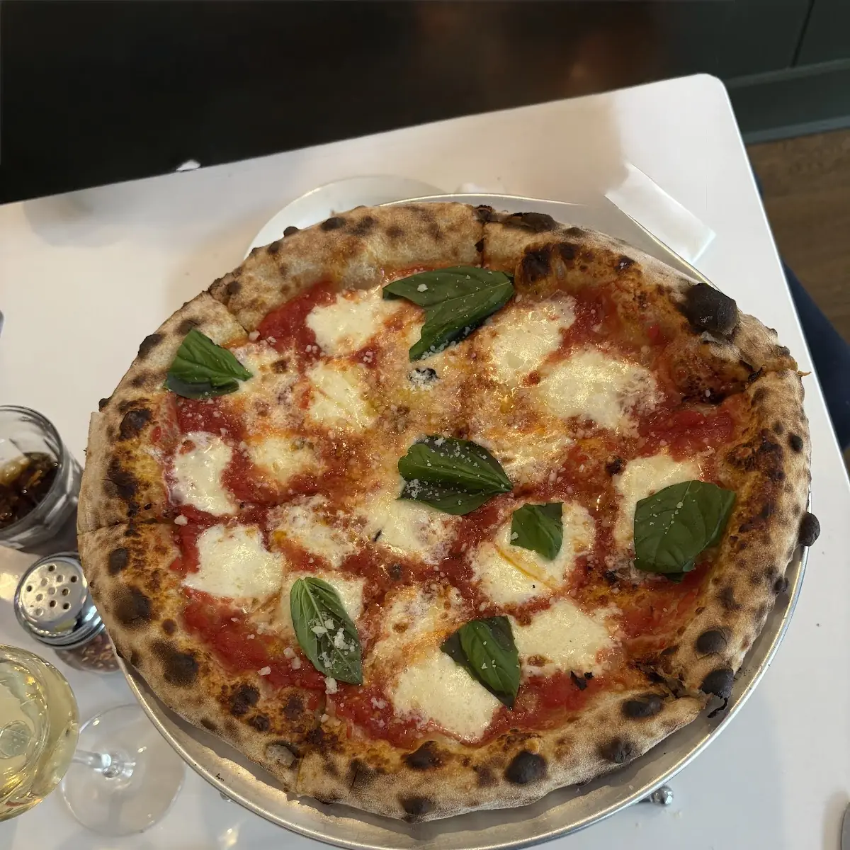 Margherita Pizza with Basil Leaves
