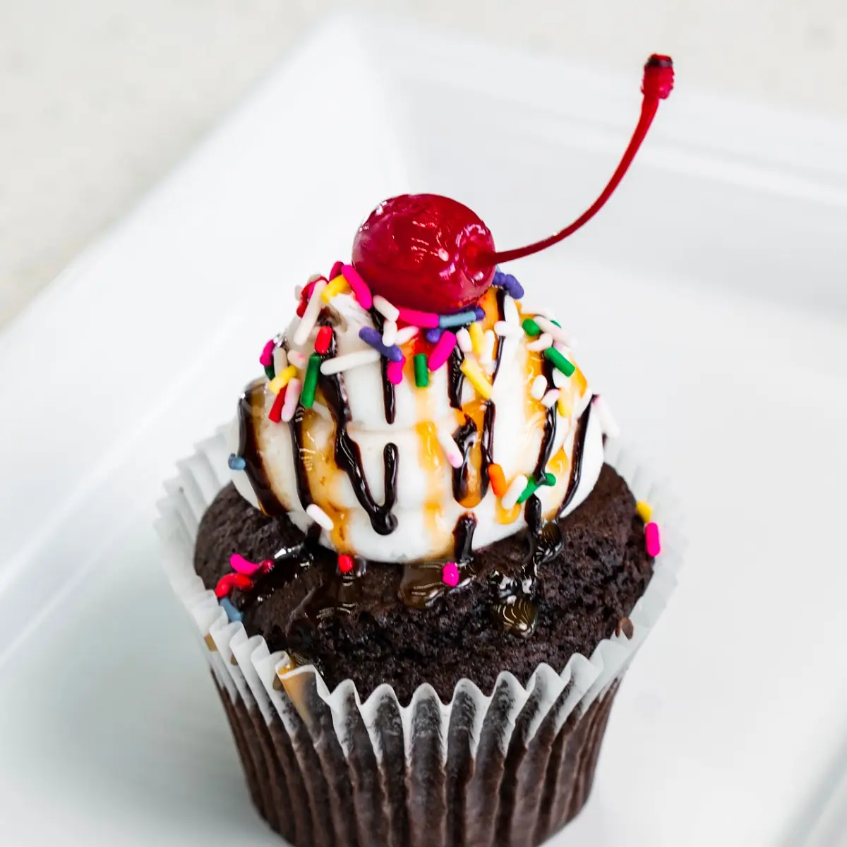 Hot Fudge Sundae Cupcake
