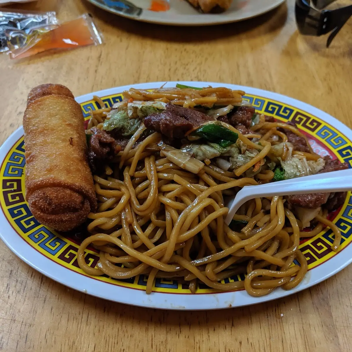 Two Large Chicken Lo Mein Two Pork Egg Rolls
