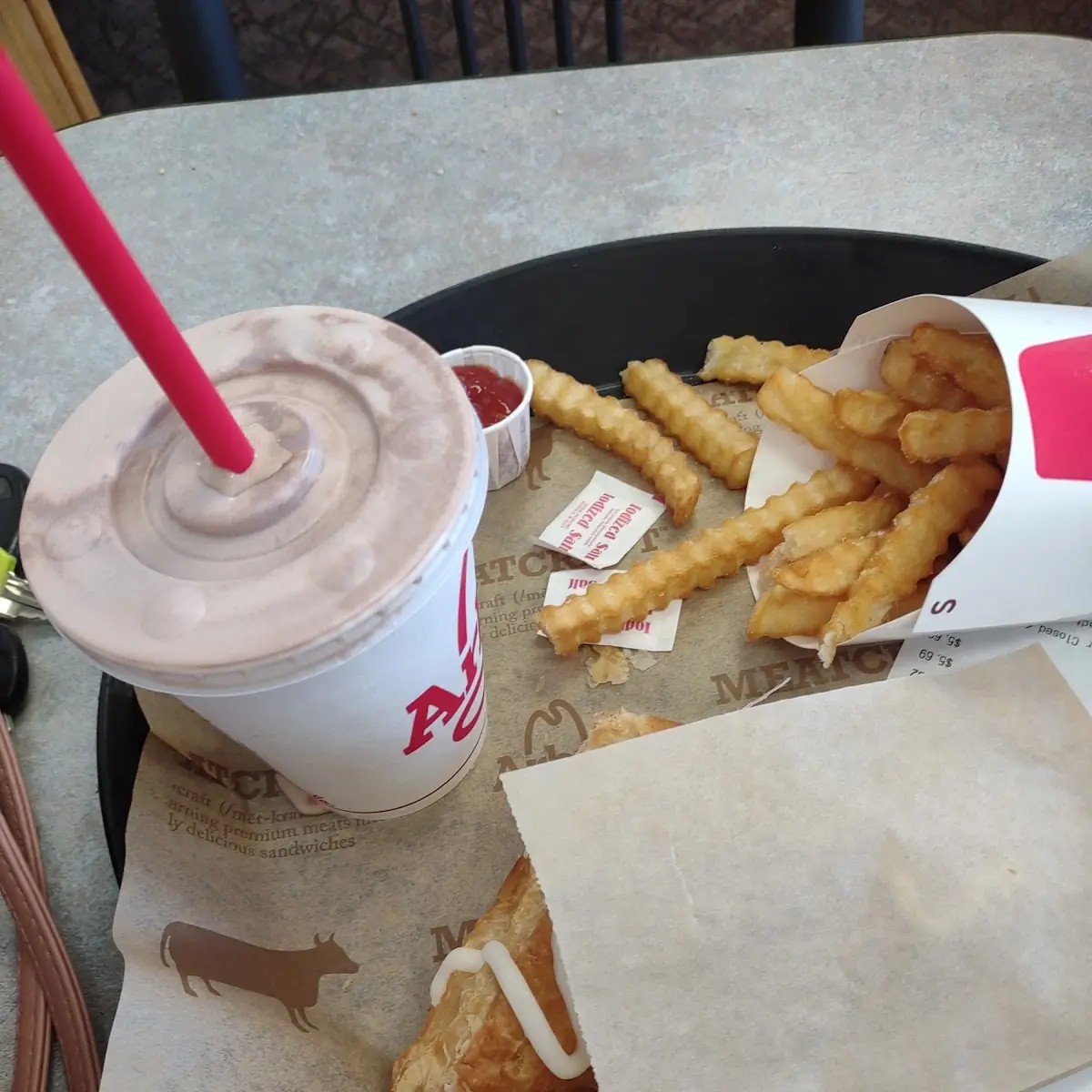 Chocolate Shake & Fries & Cherry Turnover