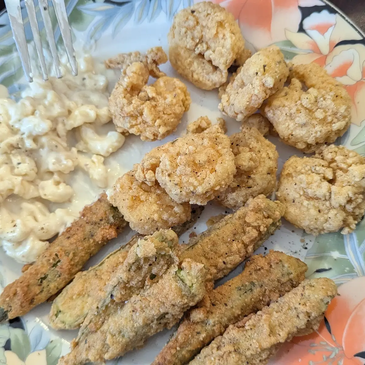 Fried Shrimp with Fried Okra