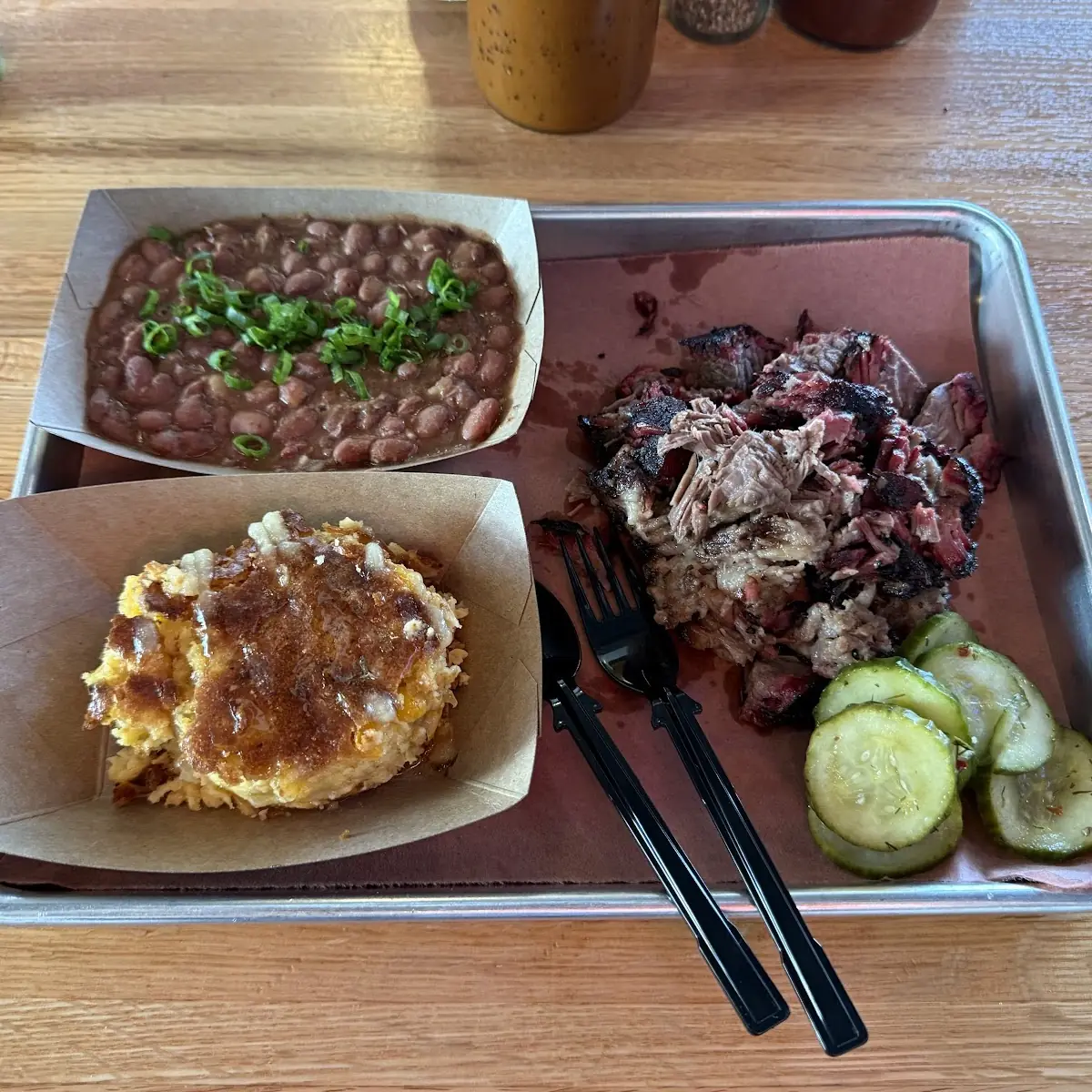 Chopped Brisket Cornbread Pudding Red Beans