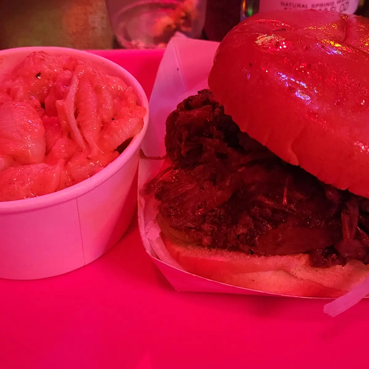 Brisket Sandwich and Mac & Cheese