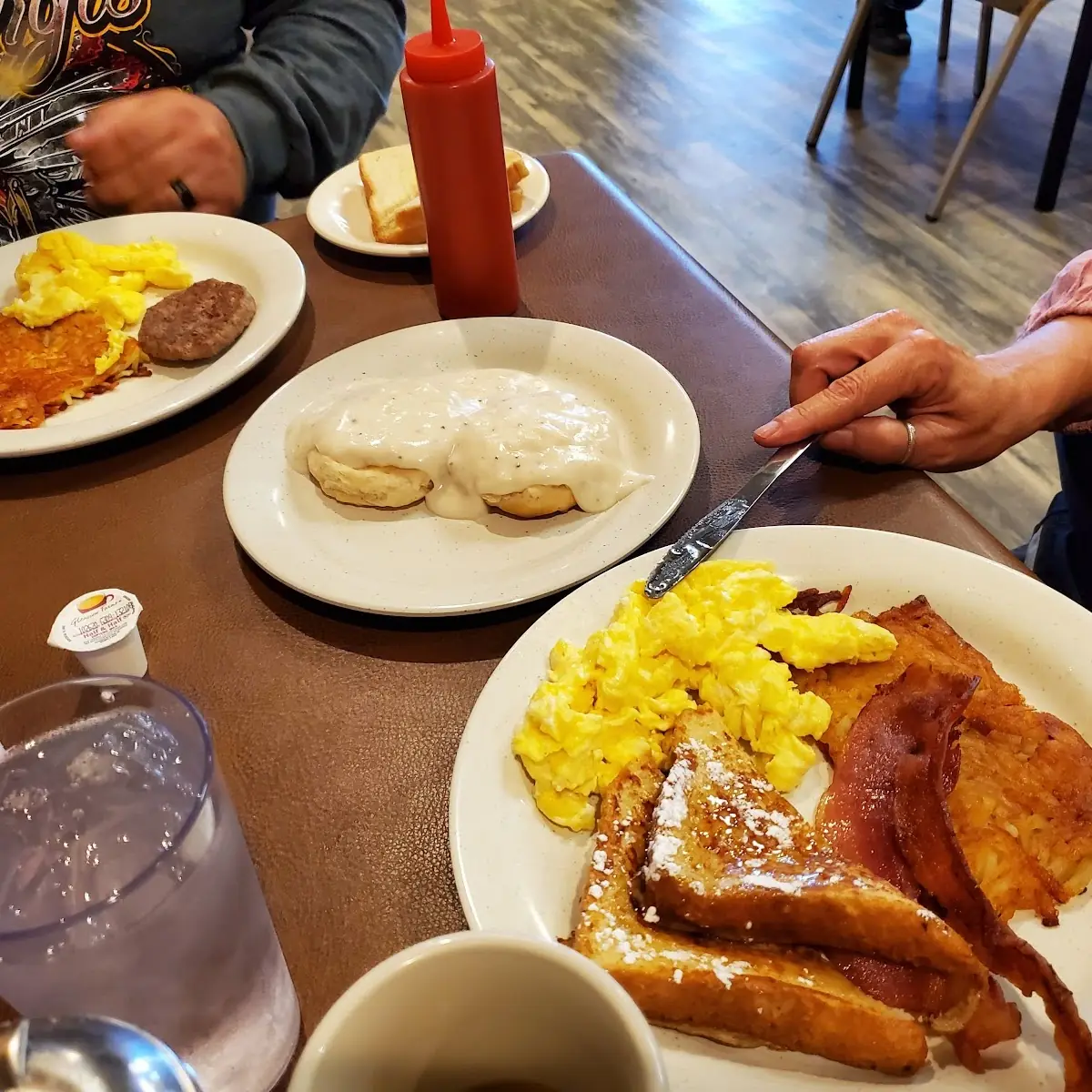 French Toast Scrambled Eggs Hash Browns Bacon