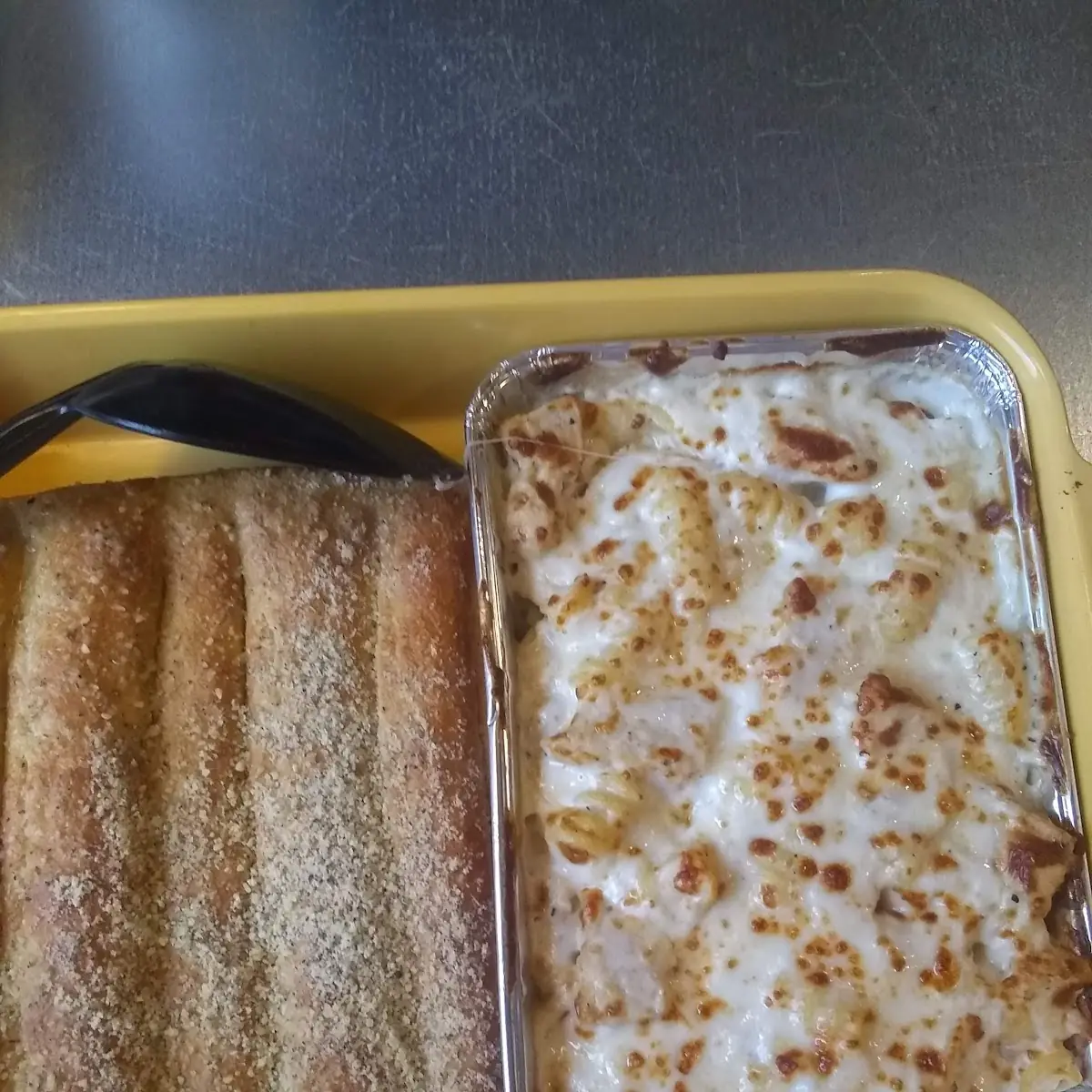 Chicken Alfredo and Garlic Bread Sticks
