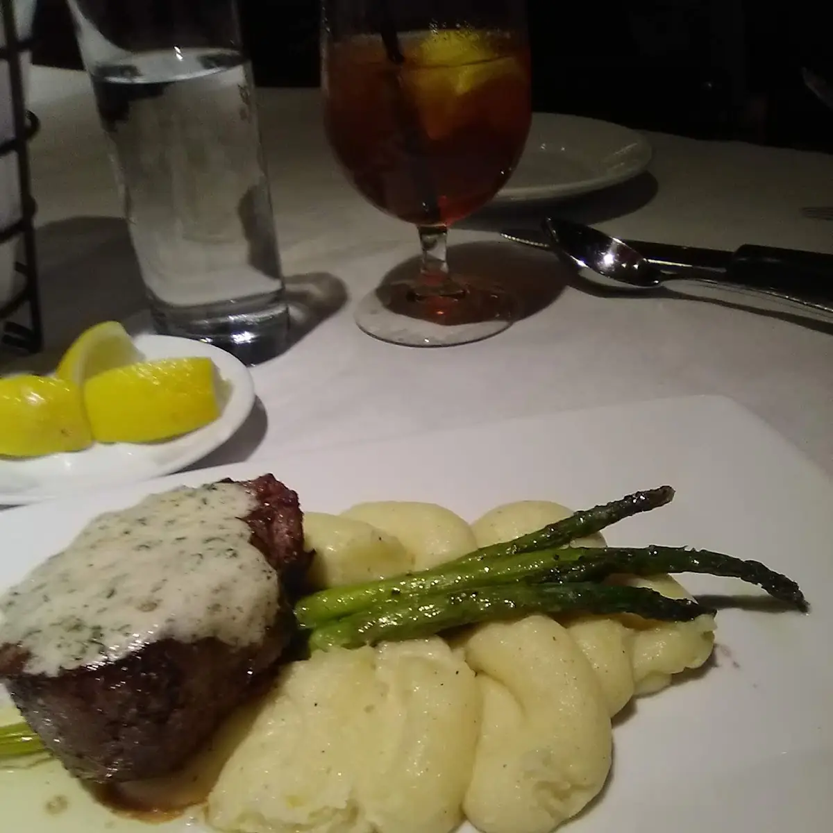 Beef Filet with Asparagus and Mashed Potatoes