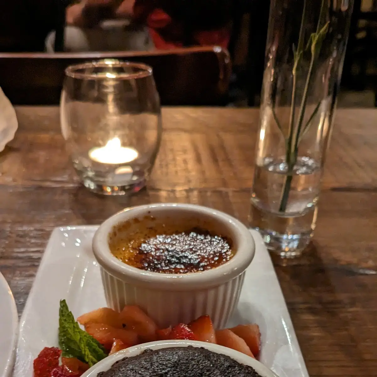 Creme Brulee and Chocolate Cake