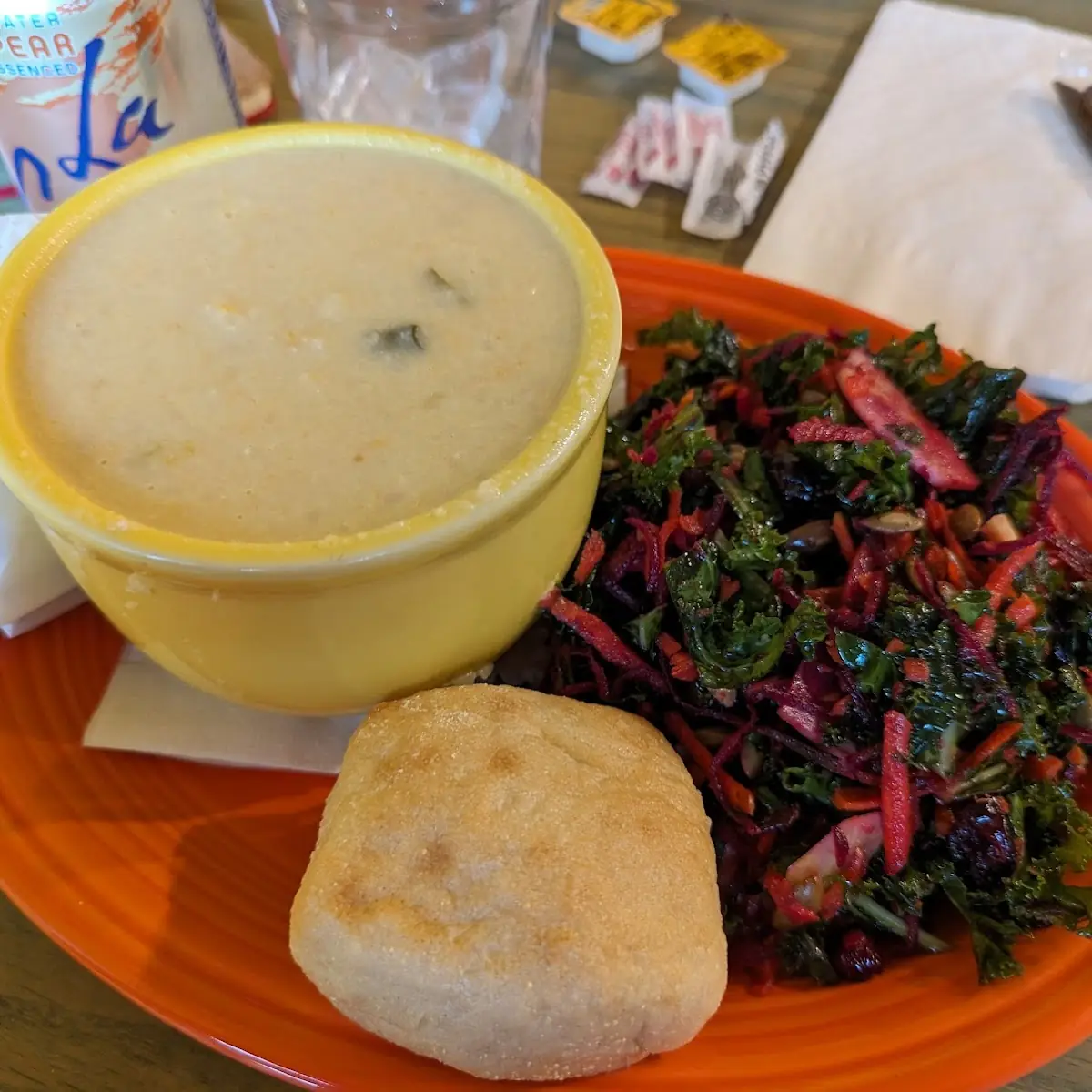 Kale Salad with Fruit Bowl