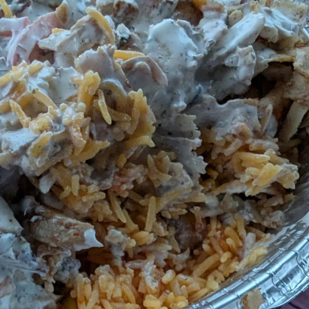 Same Chicken and Beef Shawarma Plate When I Was Done Eating You Could See the Yellow Rice