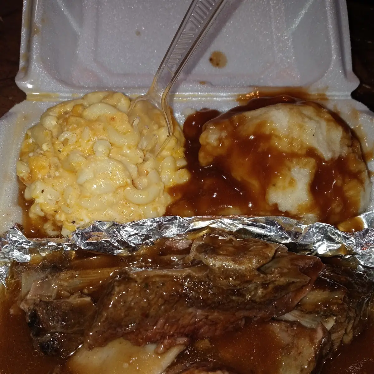 Beef Short Ribs Mac and Cheese and Mashed Potatoes