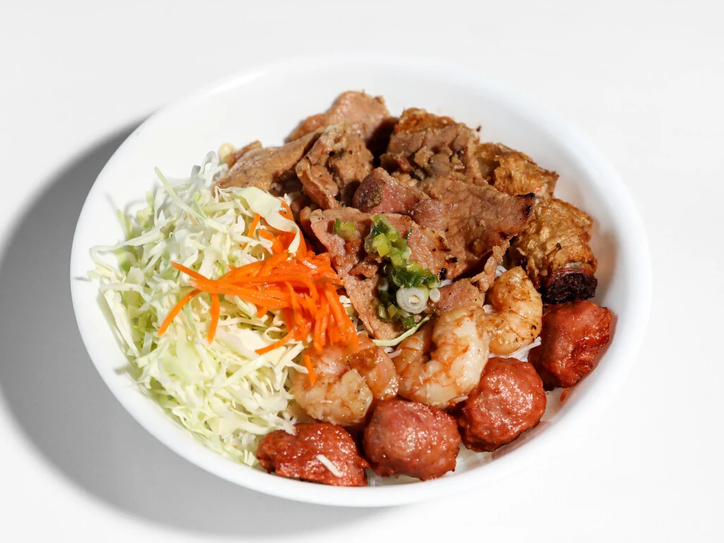 Grilled Pork and Spring Roll on Noodles, Red Pepper Restaurant