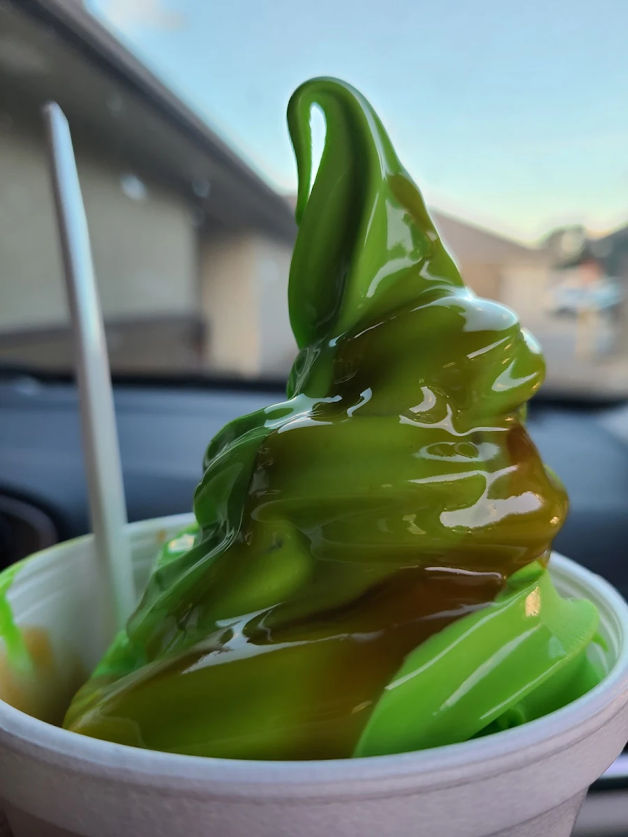 Green Apple Ice Cream Sundae with Hot Caramel