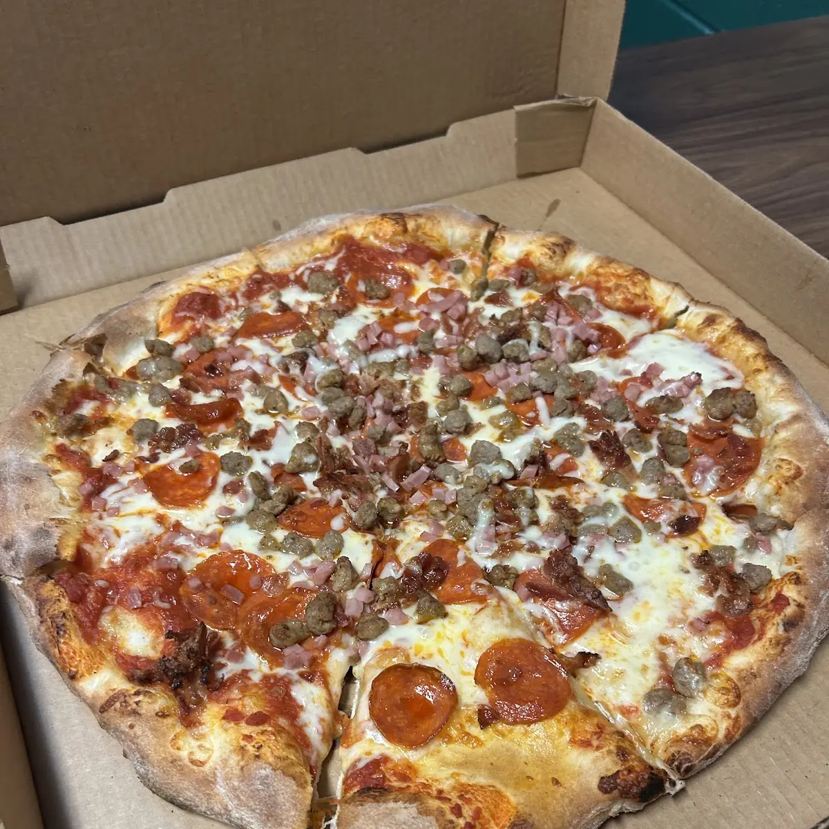 Pepperoni Pizza in Cardboard Box