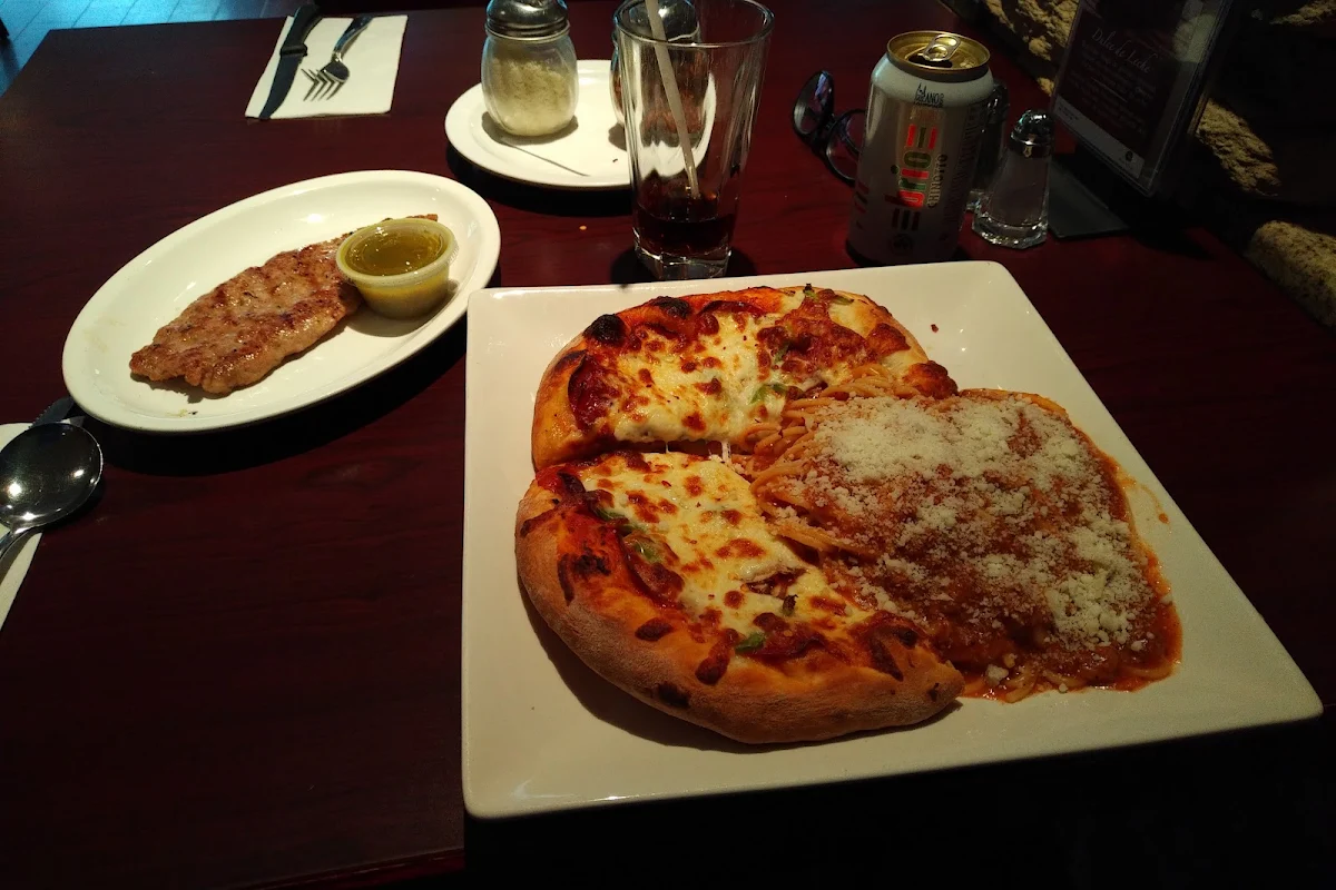 Pizzaghetti with House Sausage and Hot Sauce on the Side