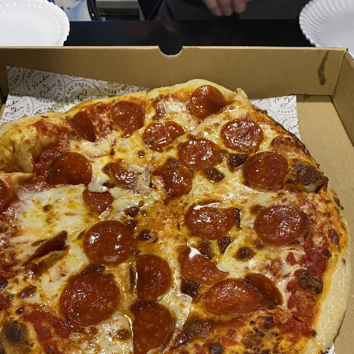 Pepperoni Pizza in Cardboard Box