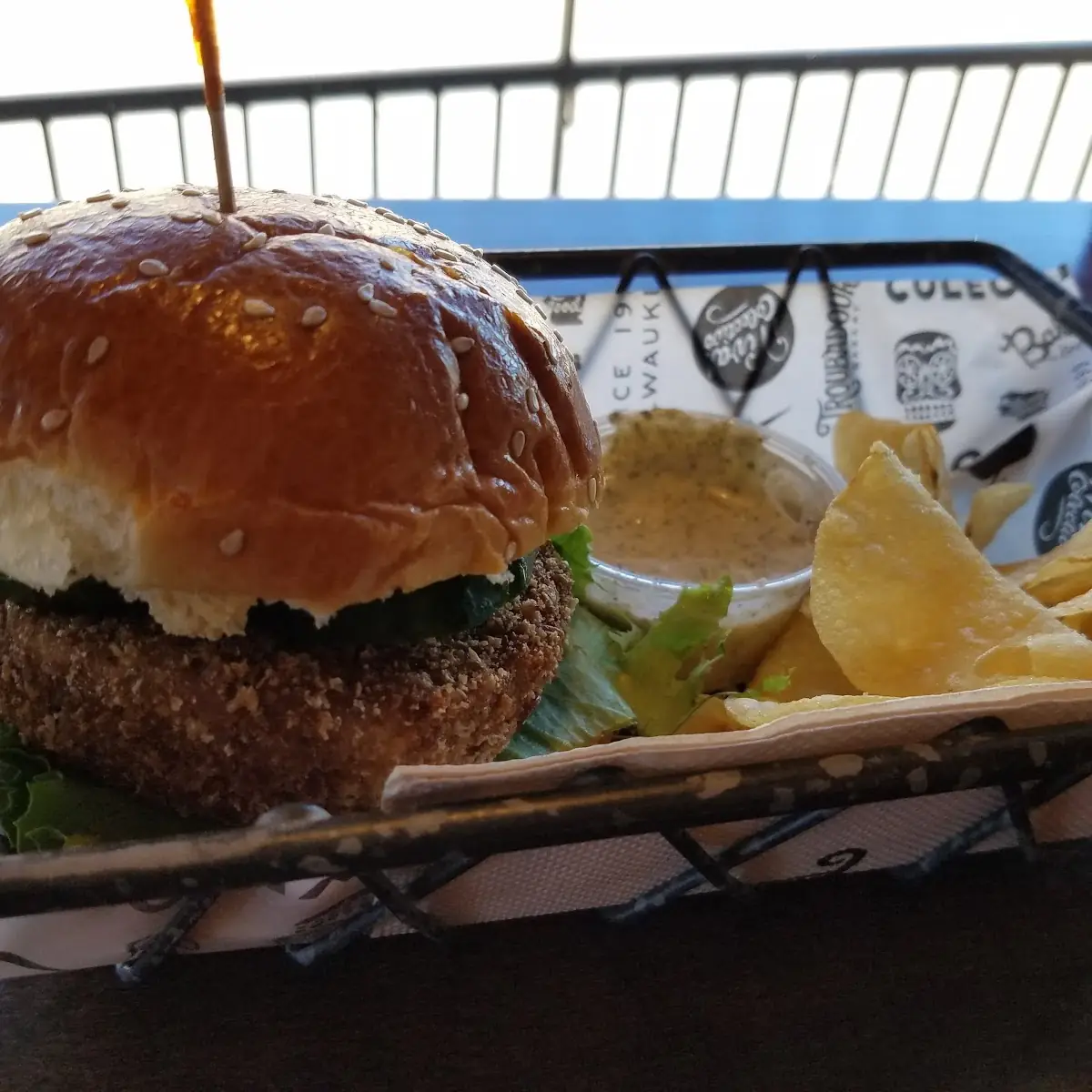 Flafel Burger and Fries