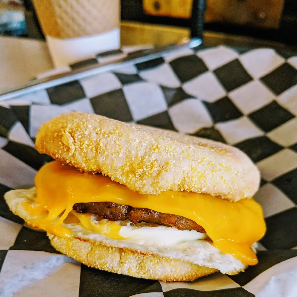 Egg and Cheese Sausage English Muffin