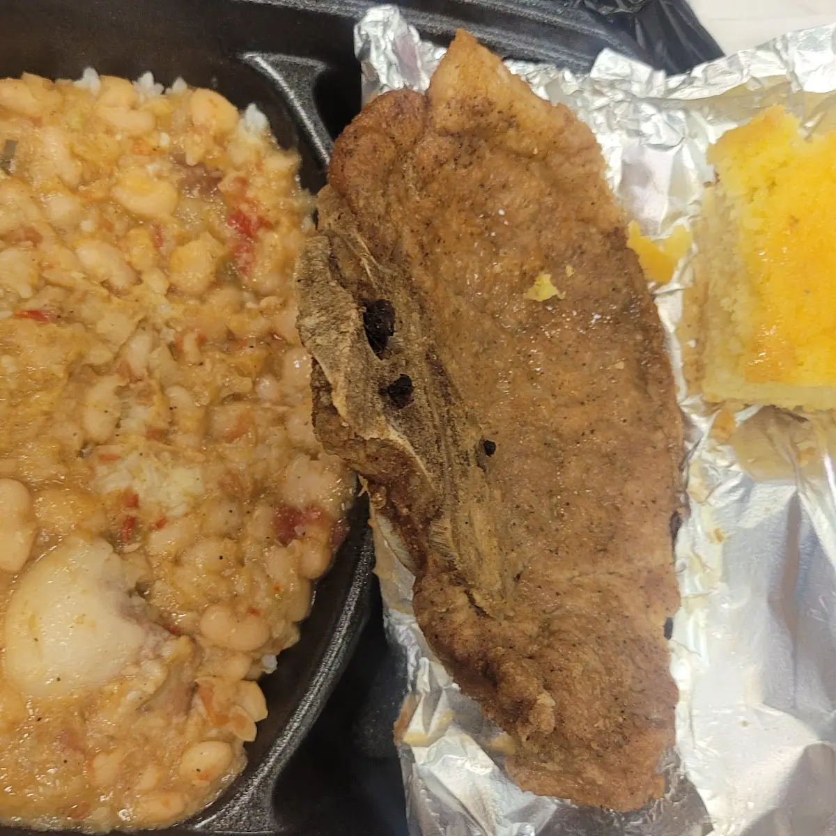 White Beans with Fried Pork Chop