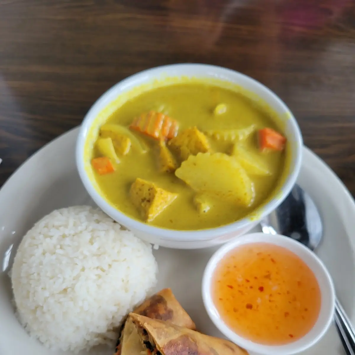 Yellow Curry Rice and Spring Rolls