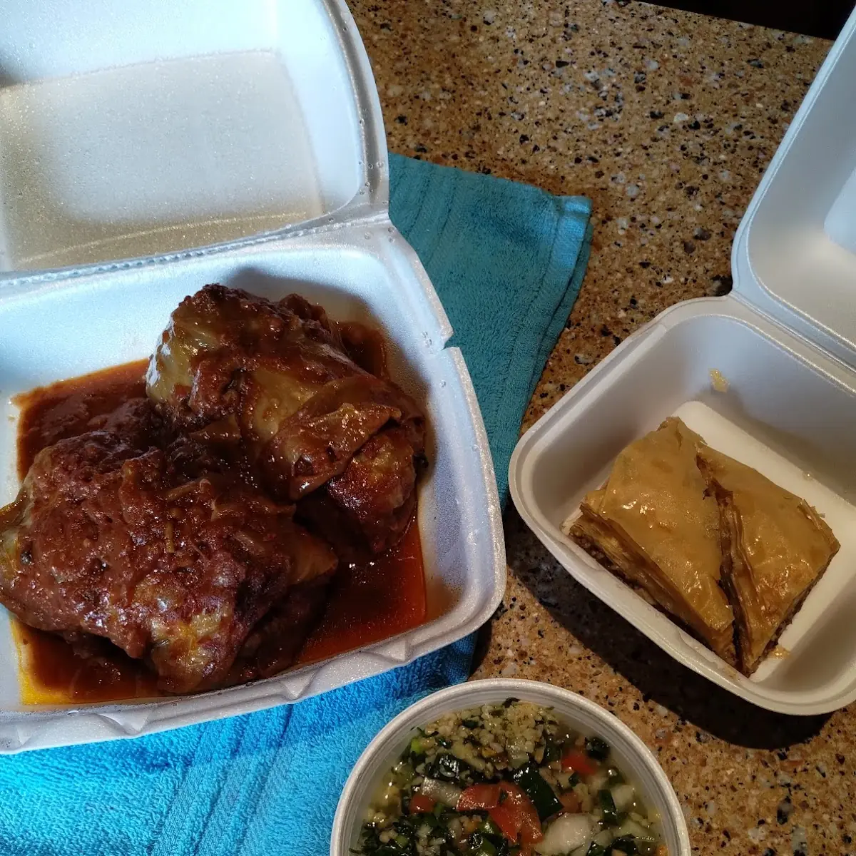 Cabbage Rolls and Tabouli and Baklava