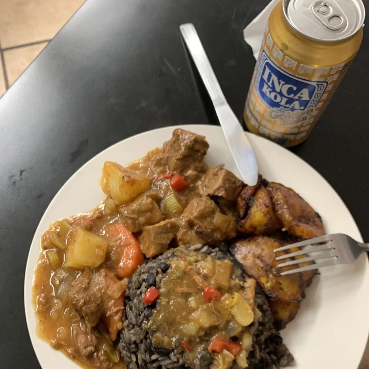 Rice and Beans with Beef Stew