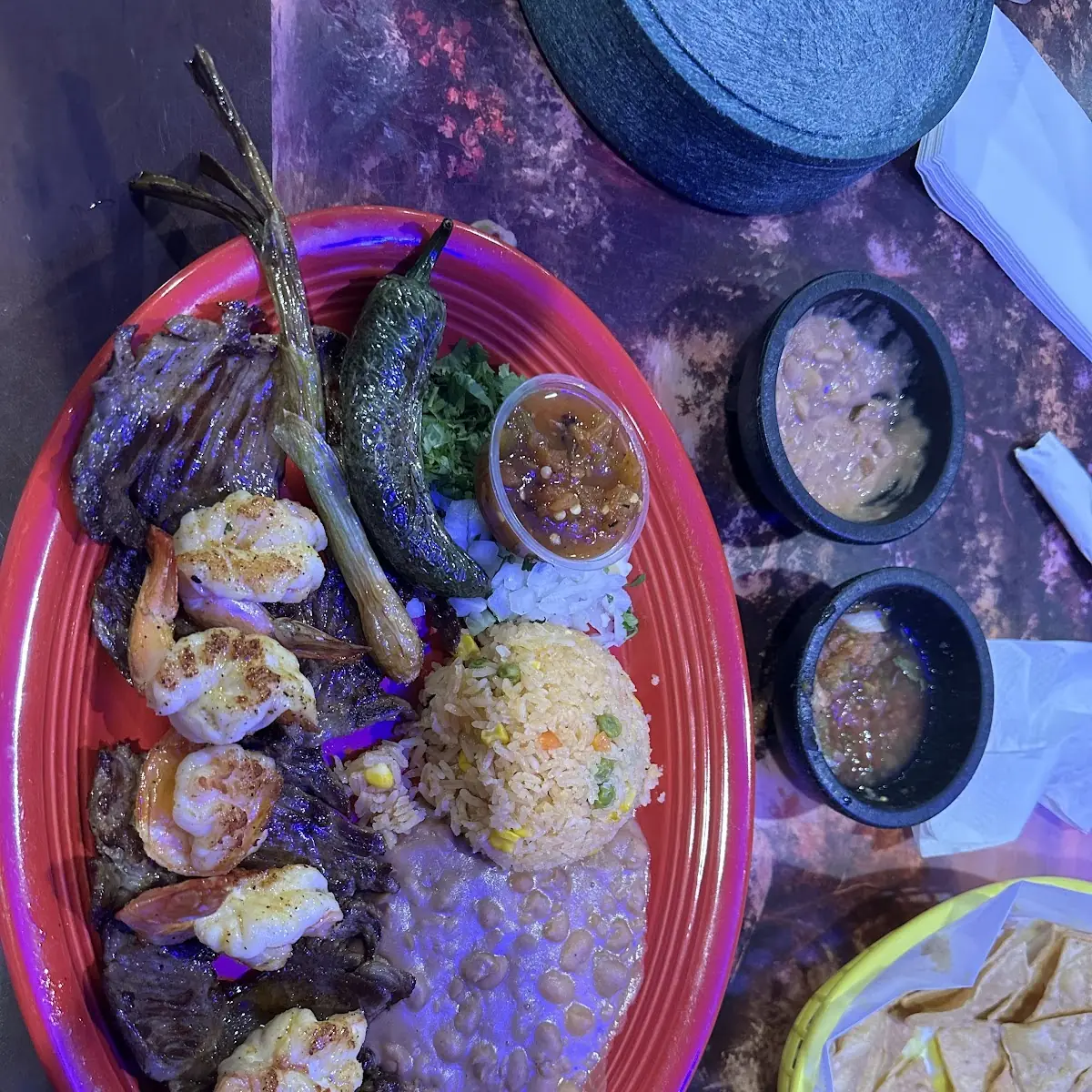 Carne Asada with Grilled Shrimp