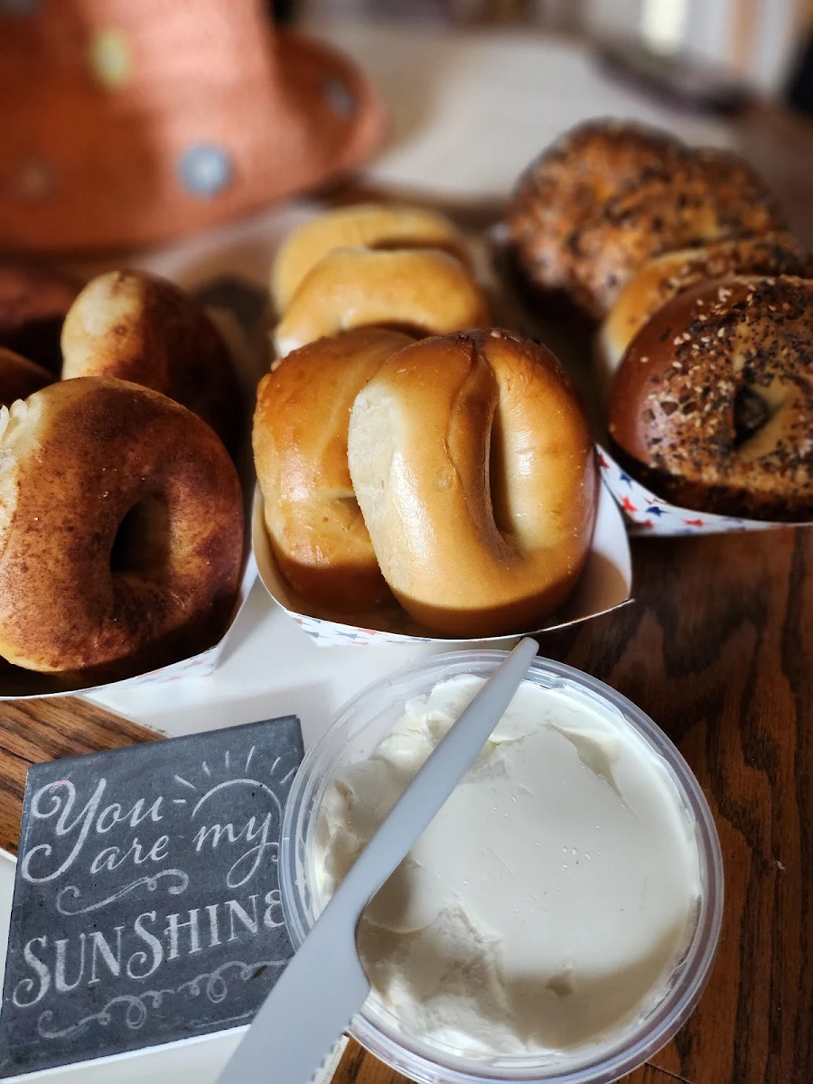 Cinnamon Sugar Plain & Everything Bagels with Cream Cheese