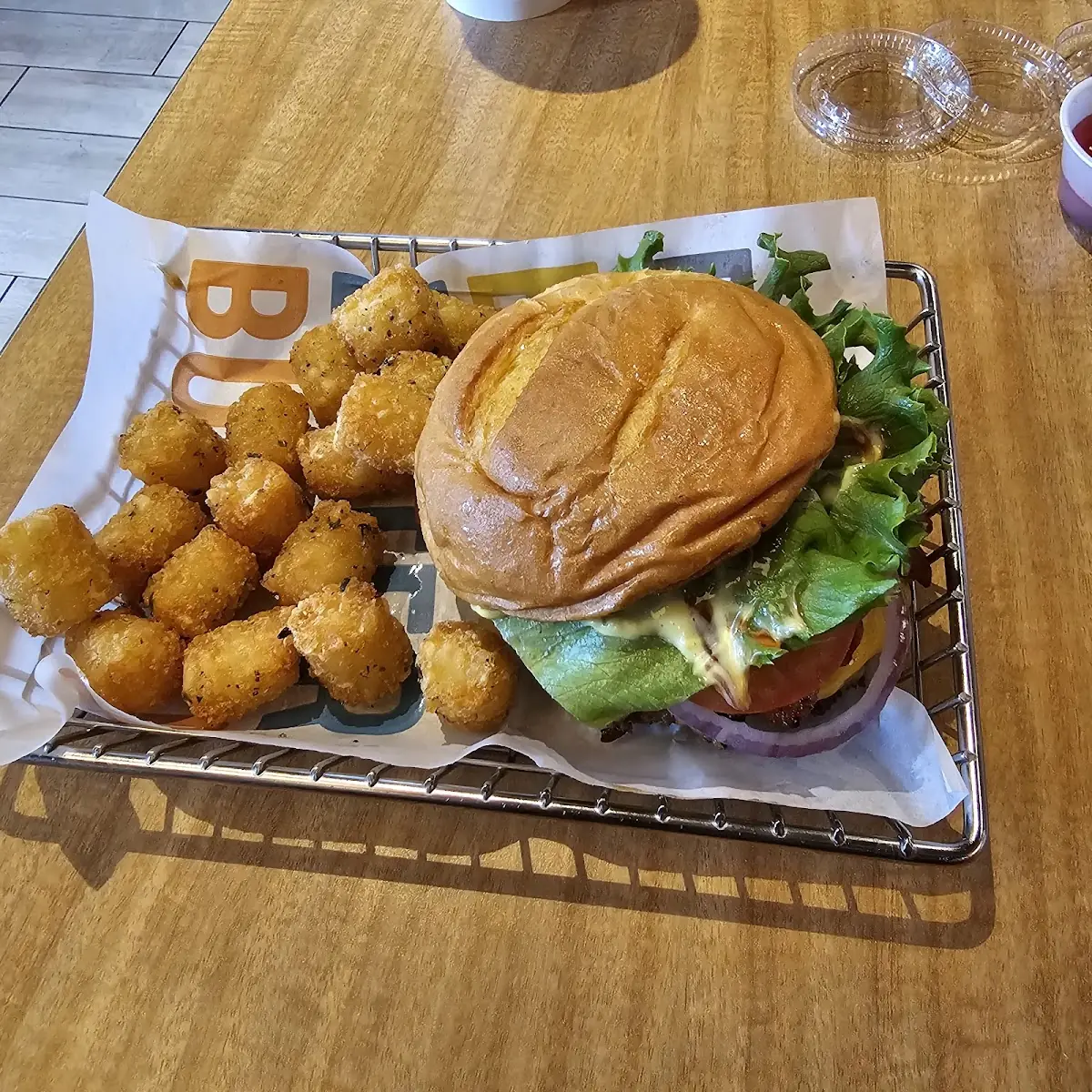 Classic Double Cheeseburger and Smash Tots