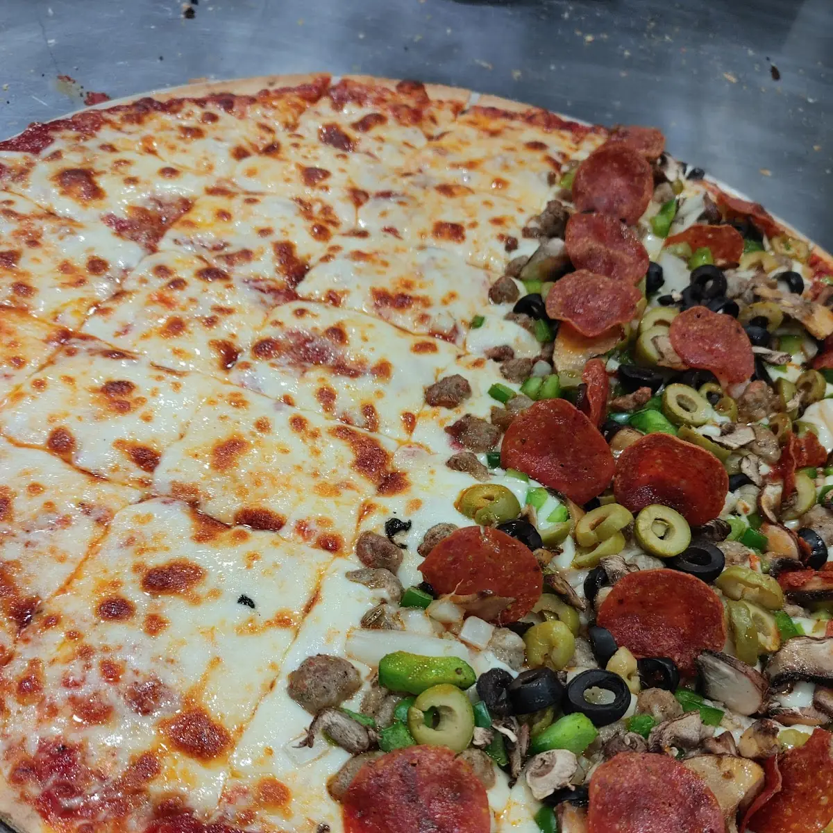 Half Cheese Half Supreme Pizza