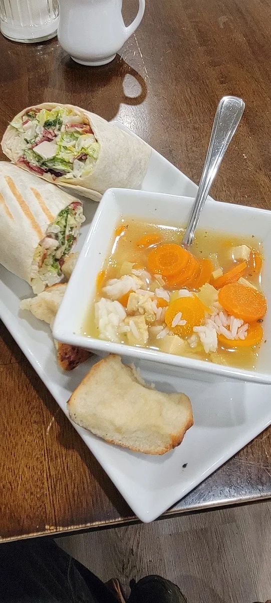 Chicken Caesar Wrap and Chicken Vegetable Soup
