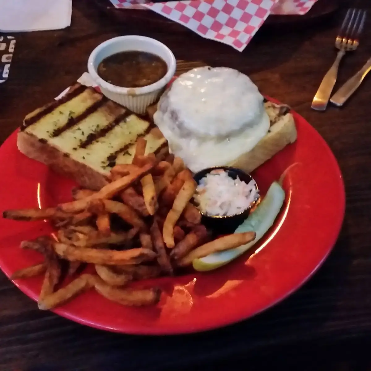 Cheeseburger on Texas Toast and Fries