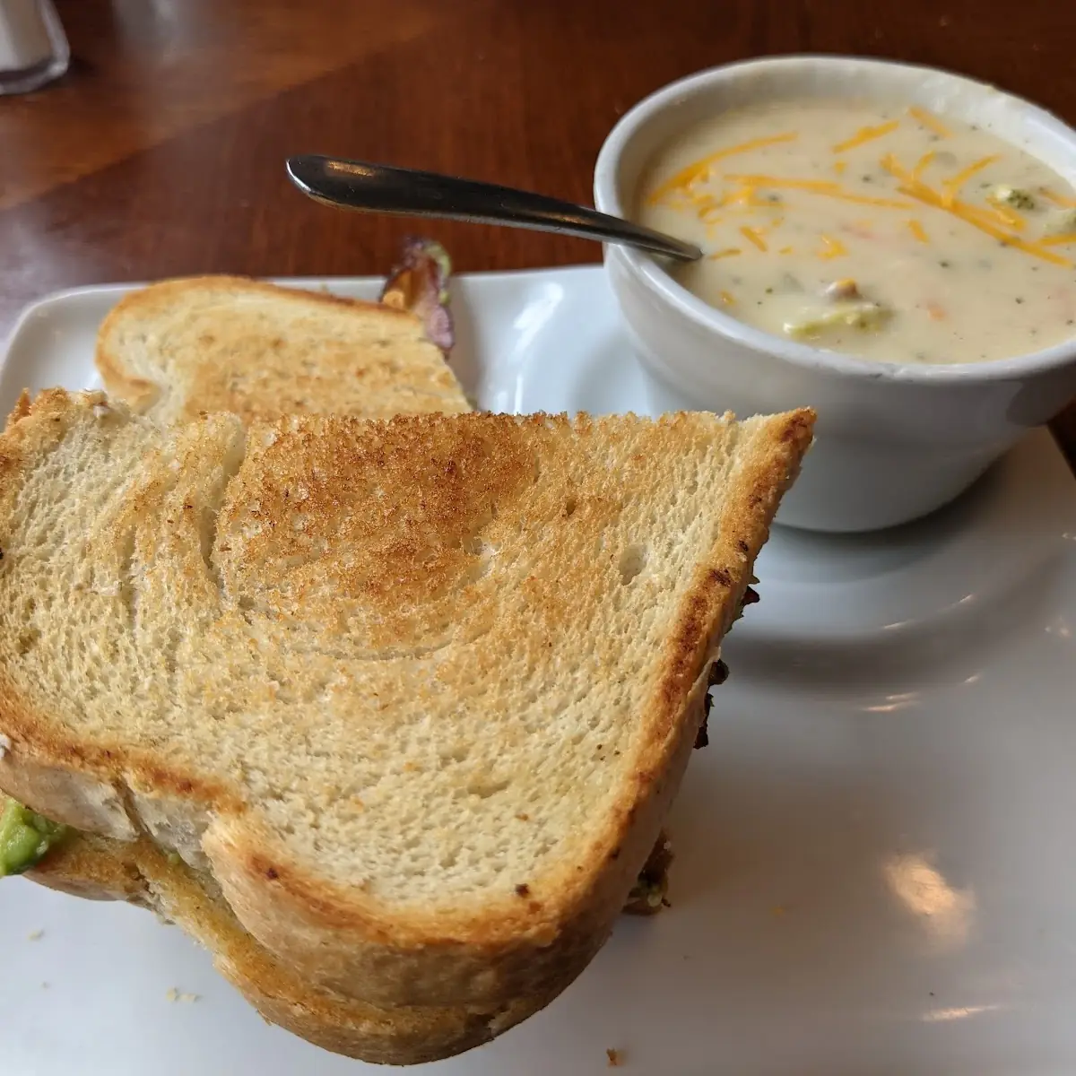 Bacon Guac Grilled Cheese and Broccoli Soup