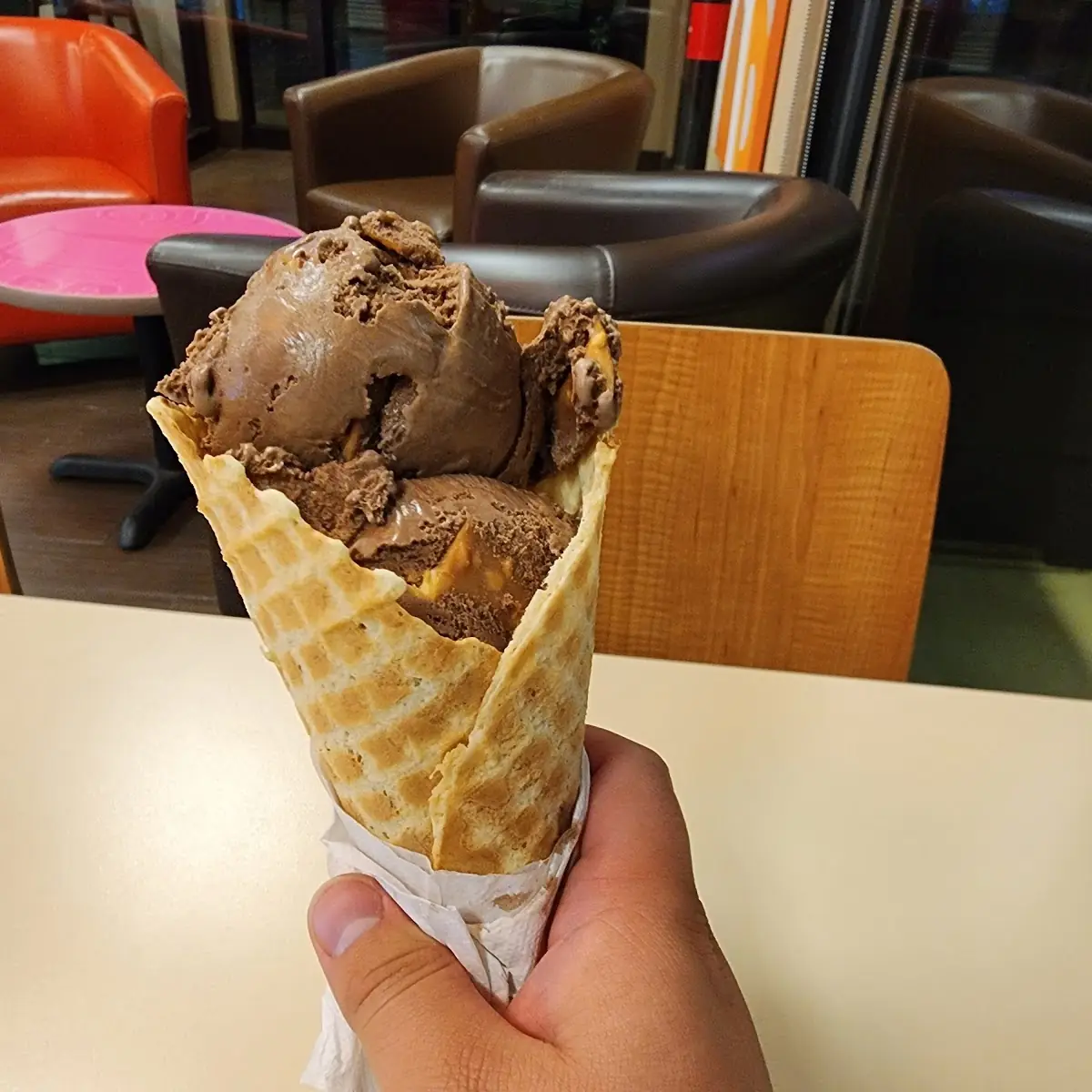 Rocky Road in Waffle Cone